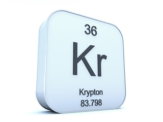 Krypton element on white square icon