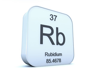Rubidium element on white square icon