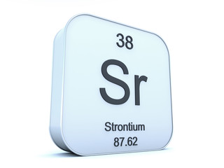Strontium element on white square icon