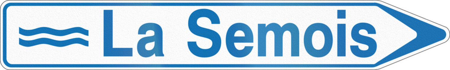 Belgian signpost direction sign to a river