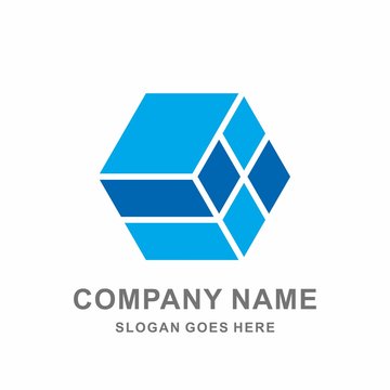 Geometric Hexagon Cube Vector Logo Design Template