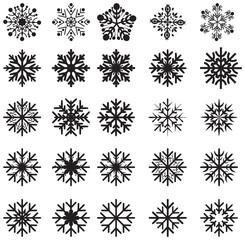Winter snowflakes icons set in vector isolated on white backgrou