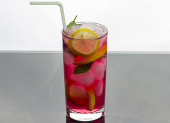 fresh iced fruit drink with lemon