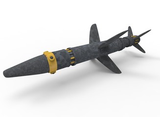 3d illustration of generic missile. nice and clean metal. isolated on white background