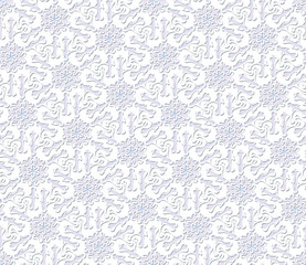 Seamless pattern of white lace snowflakes. Vector illustration.
