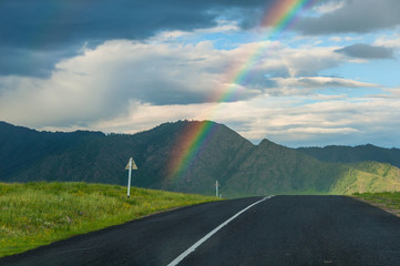 rainbow mountain road field