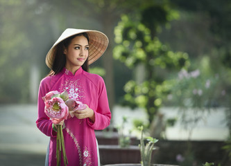 Portrait of Vietnam woman with Ao Dai