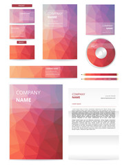 Business set with triangle background in red colors