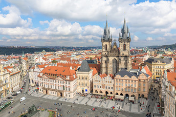 Fototapeta na wymiar Buildings on the Old Town square in Prague