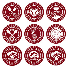 vintage labels set concept of oak pizza