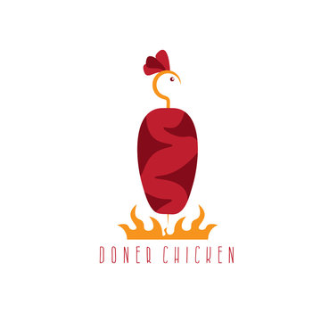 simple flat vector illustration of doner chicken kebab