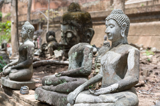 Buddha statue long history thai temple, travel in Thailand, Wat