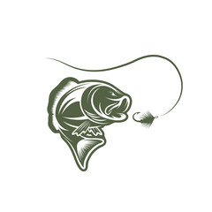 largemouth bass and lure vector design template