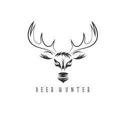 Fototapeta premium deer head vector design template,hunting illustration