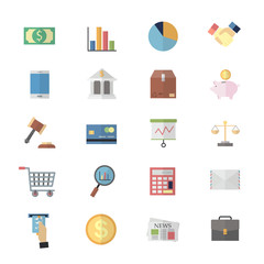 Flat Color Icons Design for Business Management of Finance Objects Office and Marketing Items Icons.