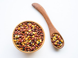 mixed pulses, Mixed beans and lentils on white background
