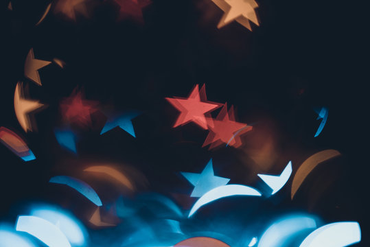Multicolor stars defocused bokeh  background. Close up. Whole ba