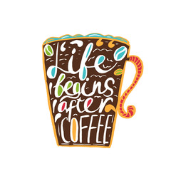 Hand drawn vintage quote for coffee themed: