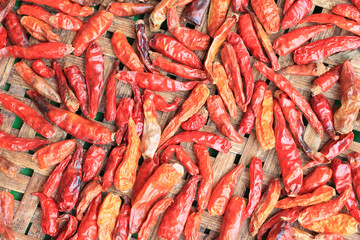 Red peppers dried by solar energy.