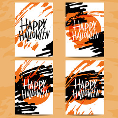 Set of art cards for Happy Halloween.Design  template for flyers