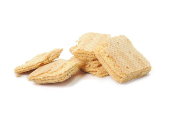 pile of waffles on white background