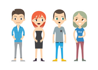 Diverse Vector People Set. Men and women, Different poses. Flat