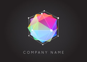Geometric Shapes Unusual and Abstract  Vector Logo. Polygonal Co