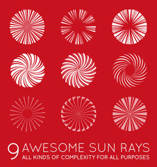 Set of Sunburst Vector Rays of Sun