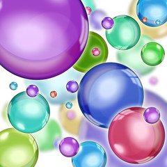 Group of transparent glass spheres of different sizes