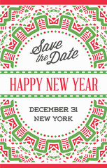 Vector Happy New Year or Merry Christmas theme Save the Date Inv