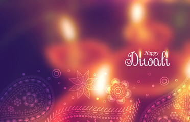 beautiful happy diwali wallpaper with blurred background and pai