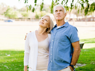 Senior couple relaxing in park