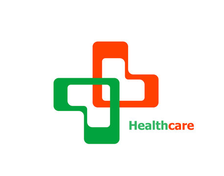 Medical Cross Logo Pharmacy natural eco Clinic design template. Medicine Health care Logotype. Ecology Green Healthcare icon.