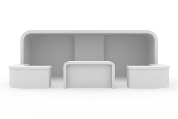 Blank exhibition stand. 3d render isolated on white background