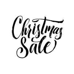 Christmas Sale Calligraphy. Greeting Card Black Typography on White Background