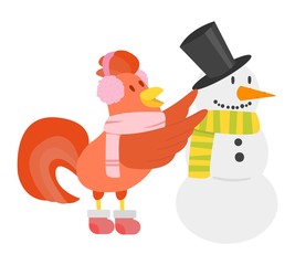 Cute cartoon rooster vector illustration