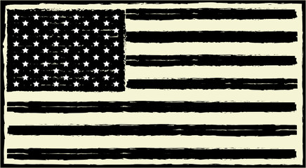 USA, american flag vintage style black & white