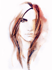 Style fashion young man. Watercolor illustration