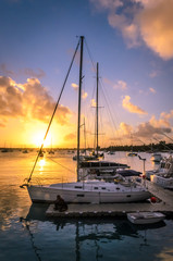 Grand Baie sunset at yacht mooring