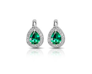 Jewelry. Earrings with emerald