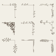 Vector illustration of decorative corner frame set