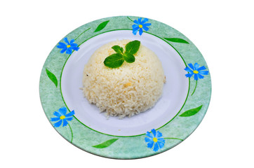Boiled rice isolated on white background