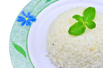 Boiled rice isolated on white background