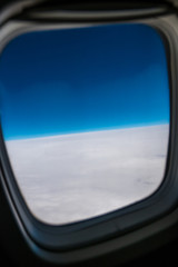 The beautiful view of the cloud from the airplane porthole