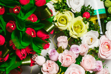 bouquet of paper flowers with chocolates inside. isolated on white background. DIY