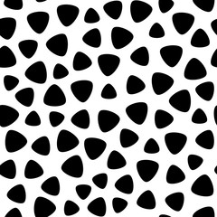 Vector monochrome seamless pattern, black & white geometric spots. Abstract background, endless texture for fabric print, card, table cloth, furniture, banner, cover, invitation, decoration, wrapping