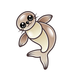 Cute cartoon seal isolated vector