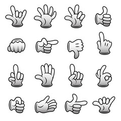 Fototapeta premium Cartoon hands gestures icons vector set