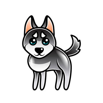 Cute cartoon husky dog isolated vector