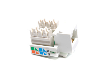Modular jack or keystone jack isolated on white background